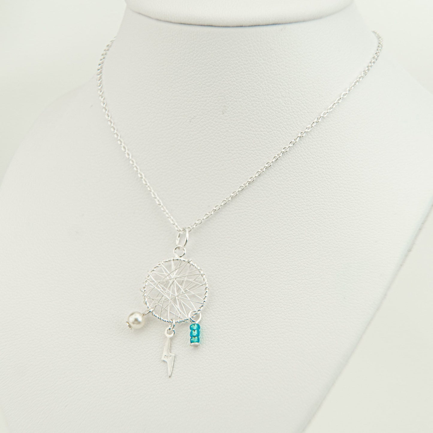 925 Sterling Silver Dream Catcher Necklace / Bohemian Boho Charm Pendant / Handmade Chakra / Personalised Gift For Her