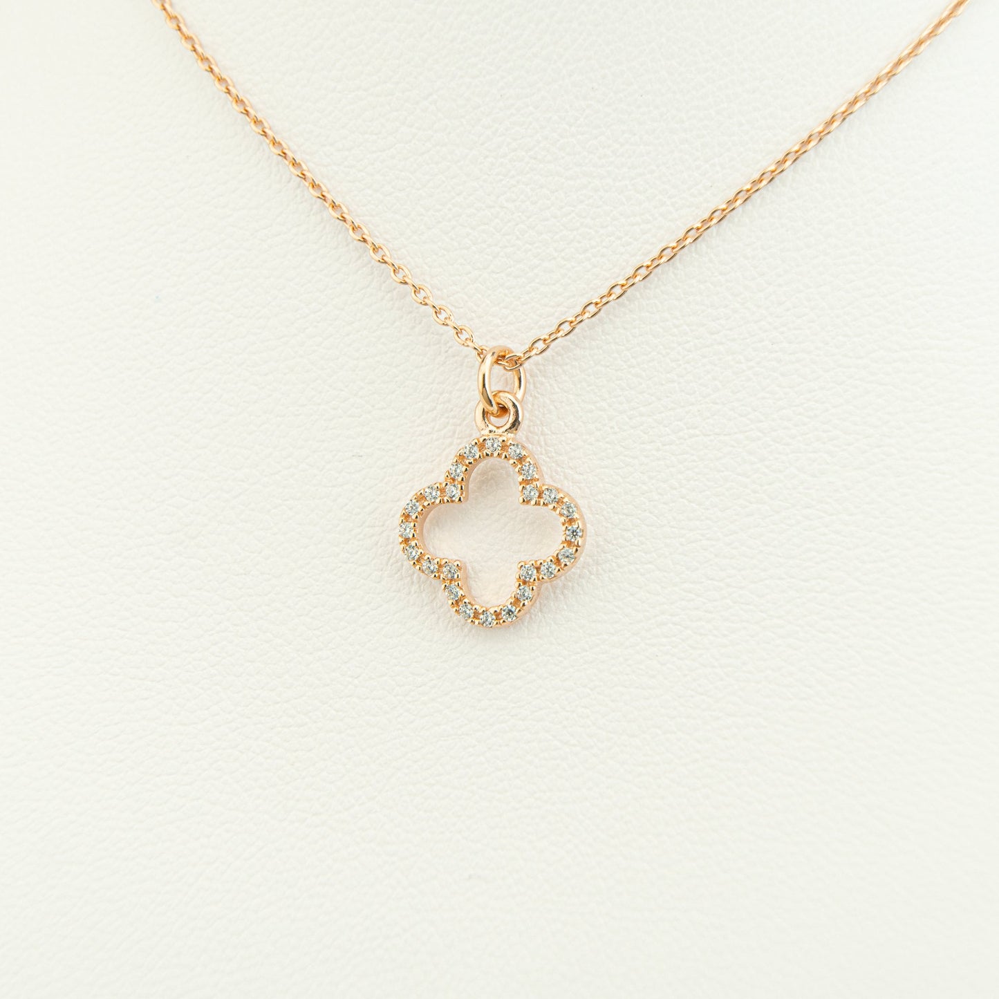 Rose Gold Plated Clover Necklace / 925 Silver Clover Necklace With CZ / Good Luck Charm / Simulated Diamond Clover Necklace