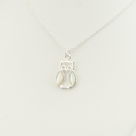 White Pearl Owl Necklace, Owl Pendant, Animal Lover Jewelry, Dainty Necklace, Christmas Gift, Gift for Her, Jewelry for Women
