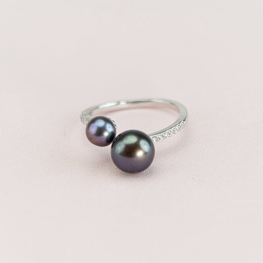Pearl Ring | AAA Freshwater White Pearl | Genuine 925 Sterling Silver Ring | Adjustable Ring | Black & White Pearl Available