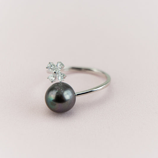 Pearl Ring | AAA Freshwater White Pearl | Genuine 925 Sterling Silver Ring | Adjustable Ring | Black Pearl Available