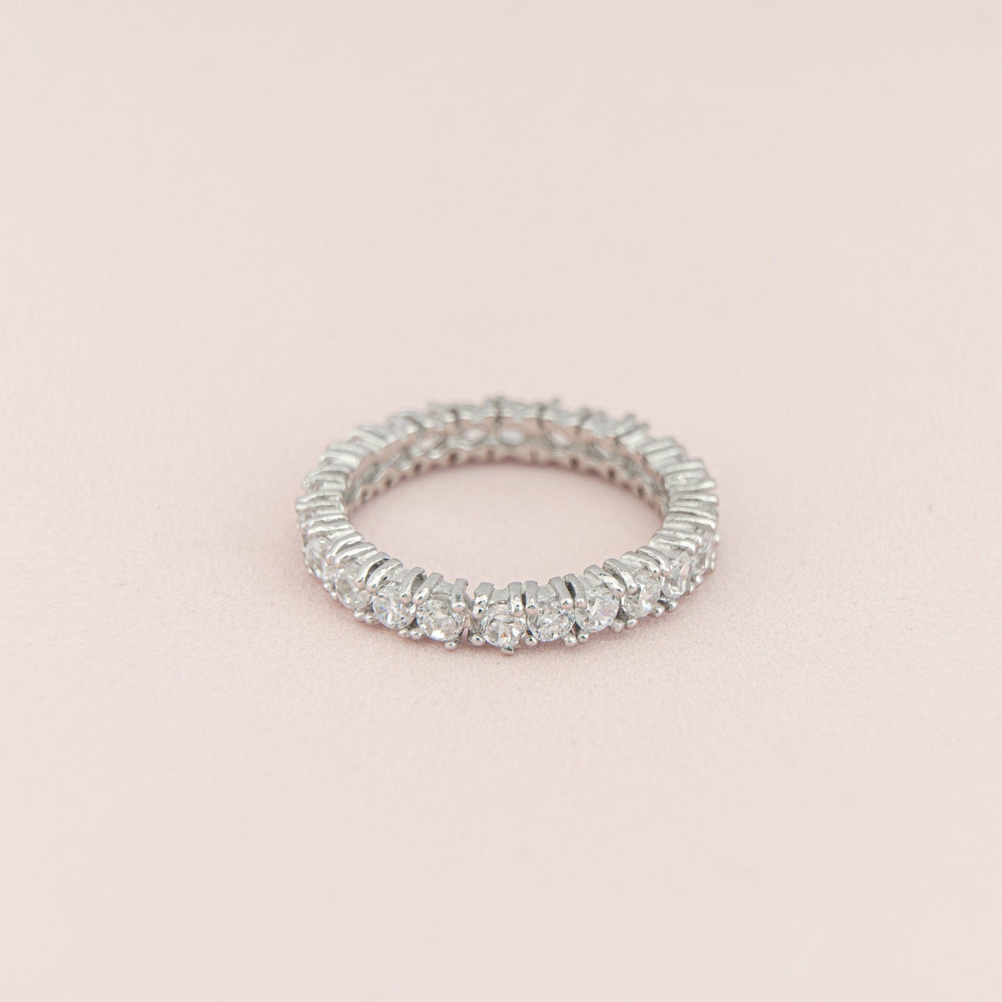 Luxurious Round Cut Cubic Zircon Minimalist Eternity Bridesmaid Wedding Band Ring 925 Sterling Silver CZ Ring Band Gift Anniversary Gift