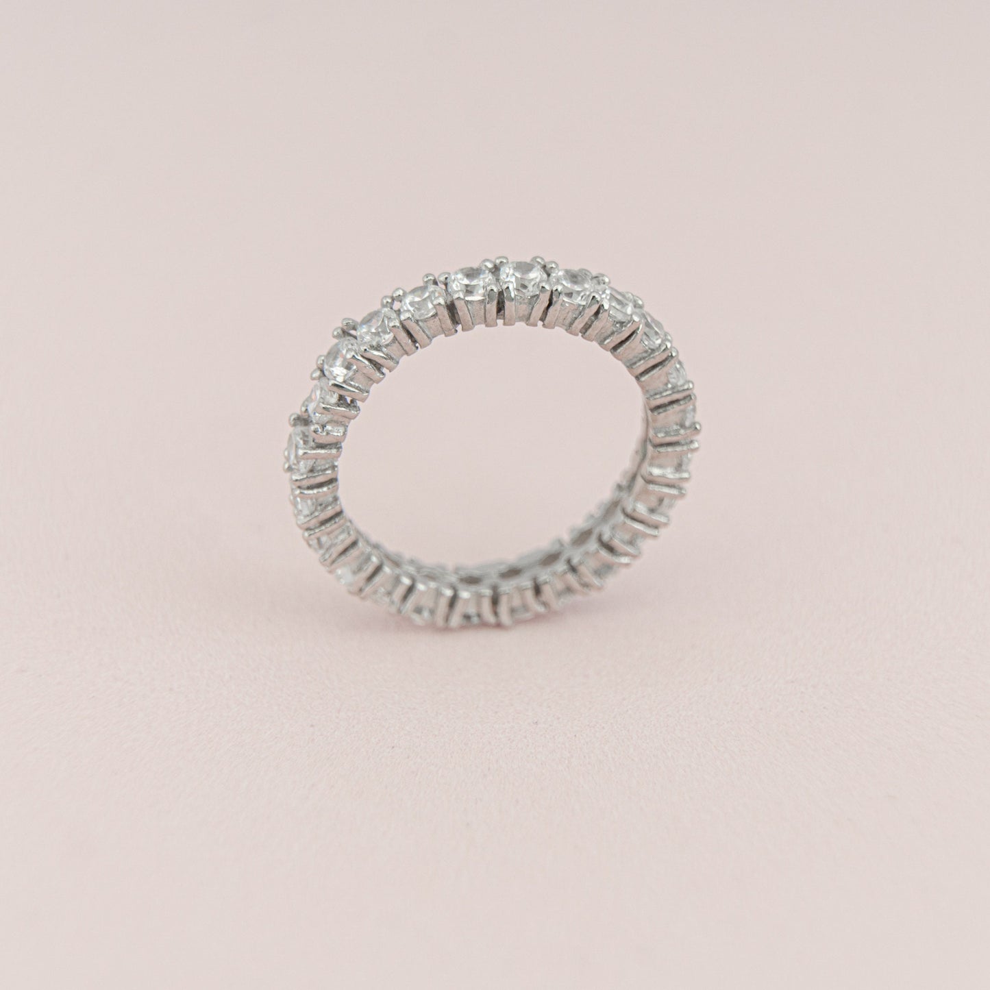 Luxurious Round Cut Cubic Zircon Minimalist Eternity Bridesmaid Wedding Band Ring 925 Sterling Silver CZ Ring Band Gift Anniversary Gift