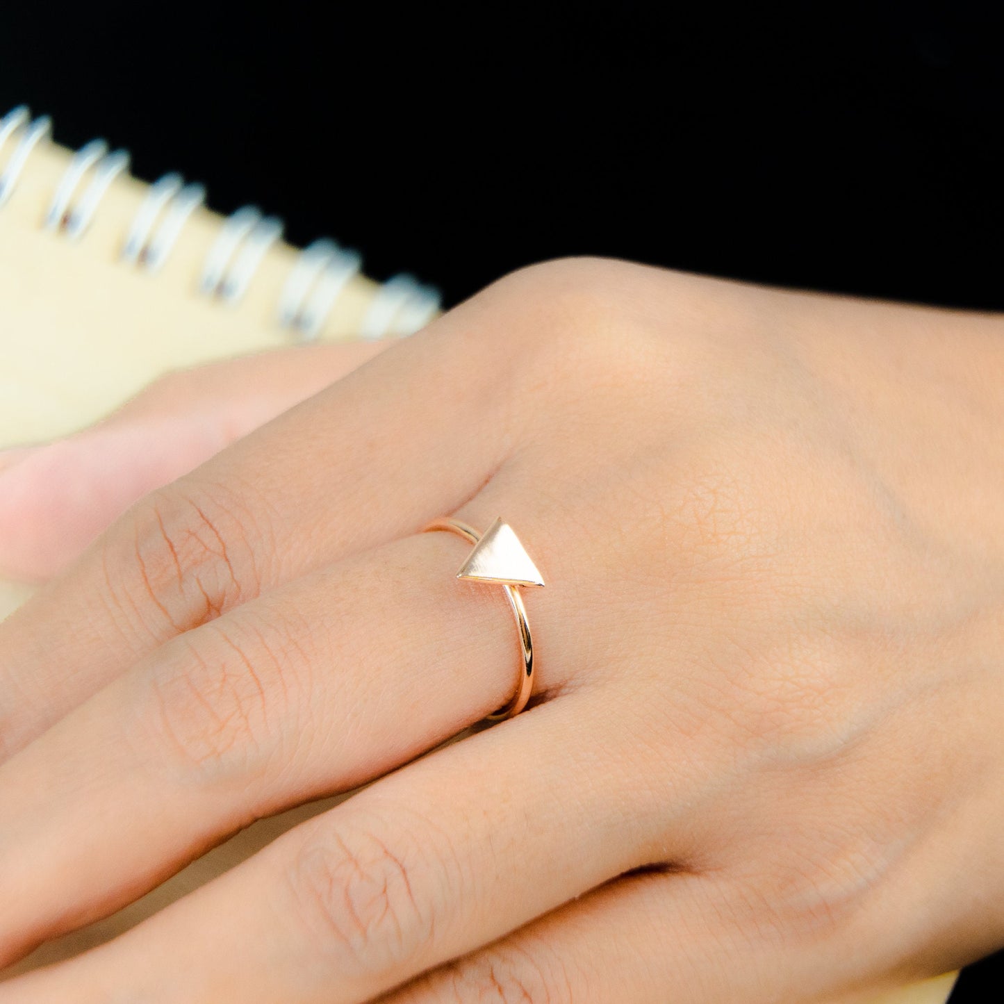 Rose Gold and Gold Plated Triangle Rings - Daily Used - Tiny Triangle Rings - Gold Minimalist Signed Ring - Gift For Mother- 925 silver