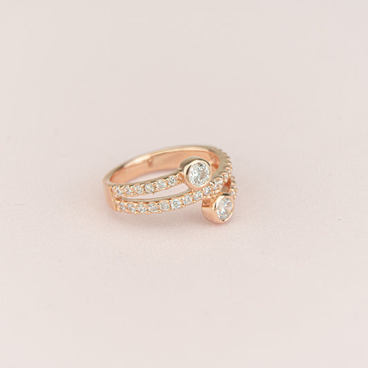 Rose Gold Spiral Ring, Pave Diamond Wrap around Ring, CZ Spiral Ring, Adjustable Ring, Stacking Ring, Coil Ring, Swirl Ring, Gift For Her