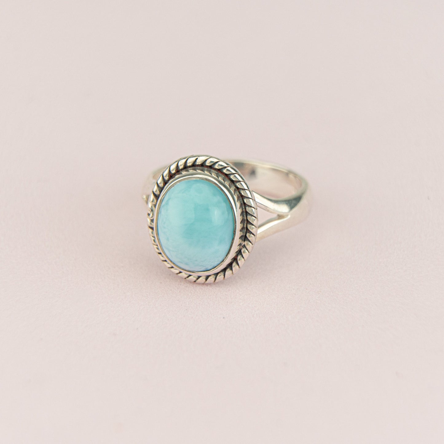Vintage round Larimar stone Sterling Silver 925 Ring, Vintage Sterling Silver Larimar Cabochon Statement Ring